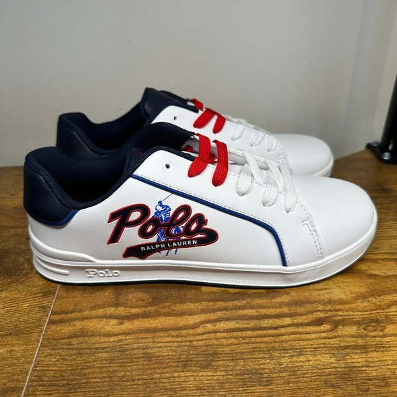 Polo Ralph Lauren Other - Polo Ralph Lauren Heritage Court III Graphic White Navy Red Sneakers Kids Size 6